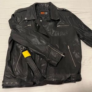 New Black Leather Jacket size 56 - 3XL